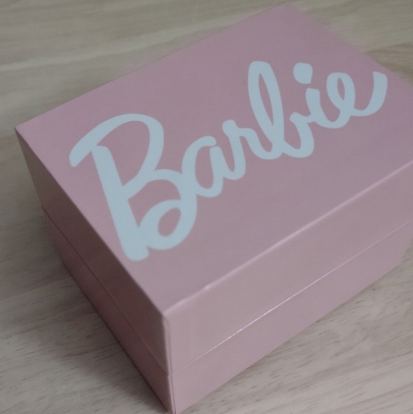 Barbie Iconic Silhouette Logo Pink Leather Strap Gold Bezel Watch Y2K Bling main image 5